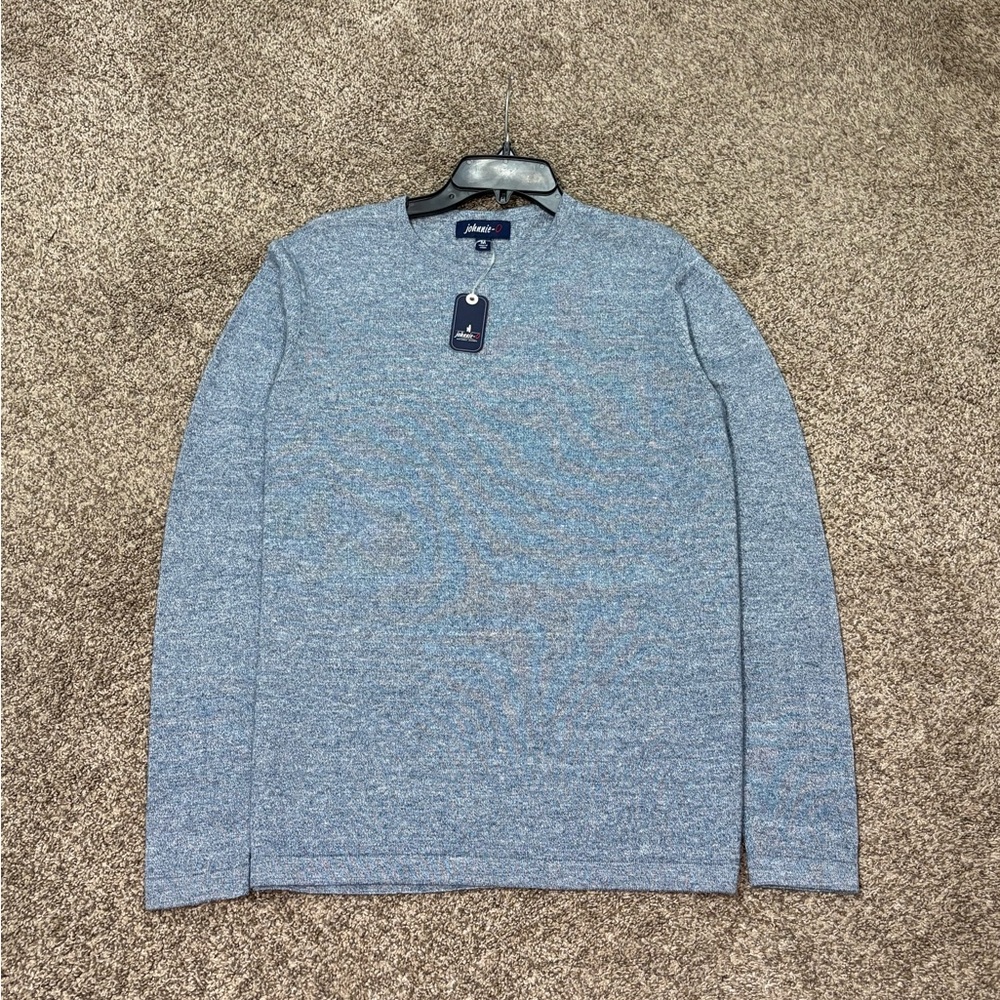 NWT Johnnie-O Medlin-SMS Sweater Men’s Size Medium Cotton Blend Crewneck Blue